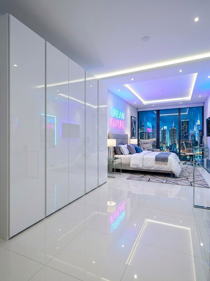 High Gloss Wardrobe - 30 bedroom wardrobes