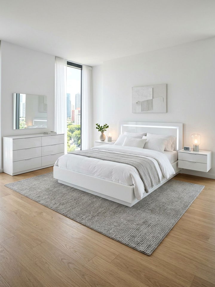 High Gloss White Bedroom Set - 30 bedroom sets