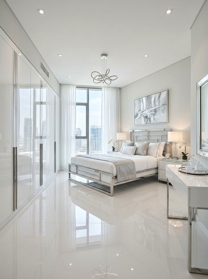 High Gloss White Silver Bedroom - 30 silver and white bedroom ideas