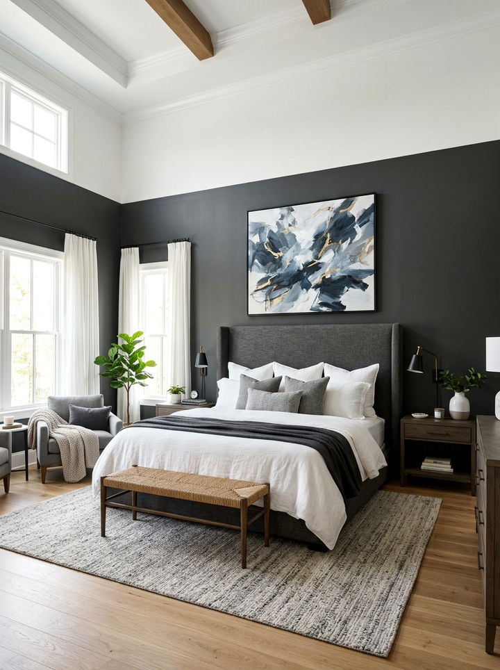 High Horizon Line Paint - 30 bedroom half painted walls