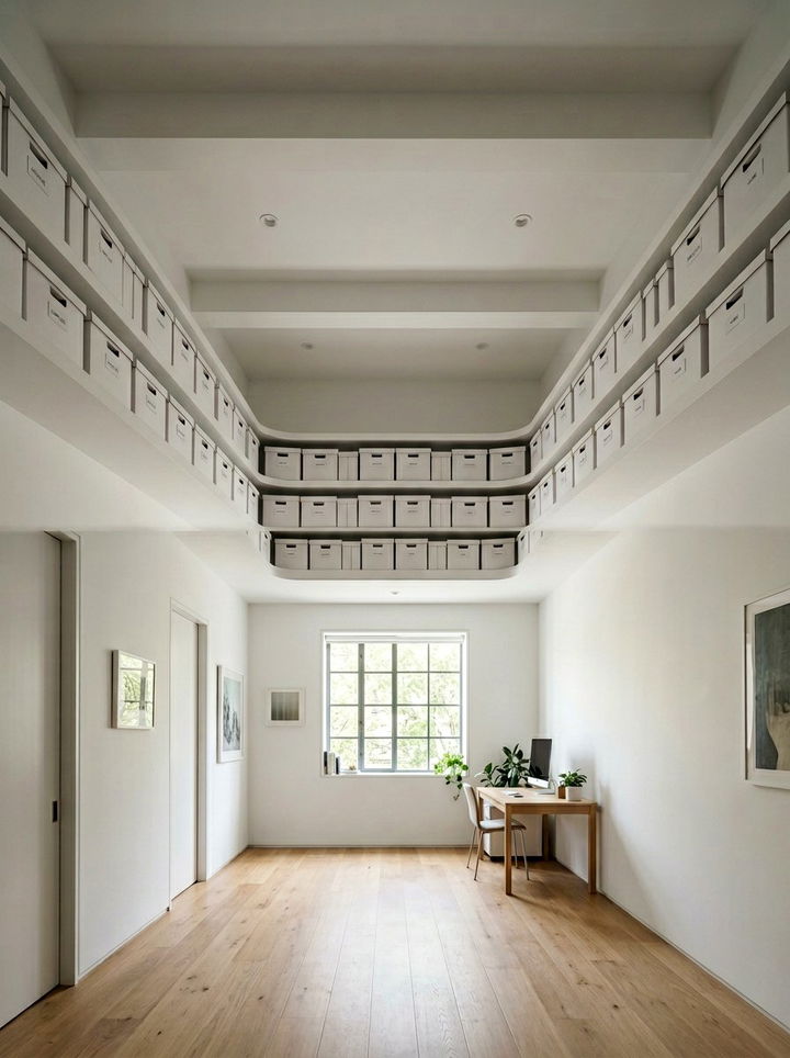 High Wall Perimeter Shelf - 30 bedroom small space solutions