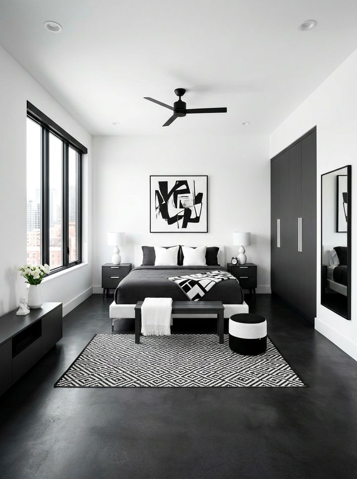High contrast charcoal and white bedroom - 30 charcoal and white bedroom ideas