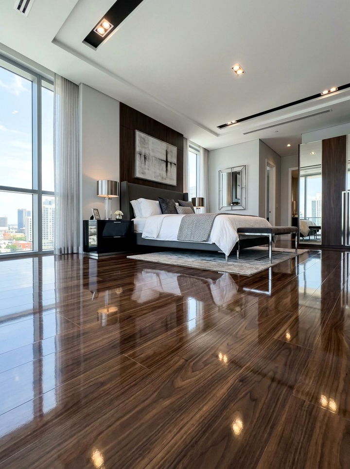 High gloss bedroom laminate - 30 bedroom laminate flooring ideas