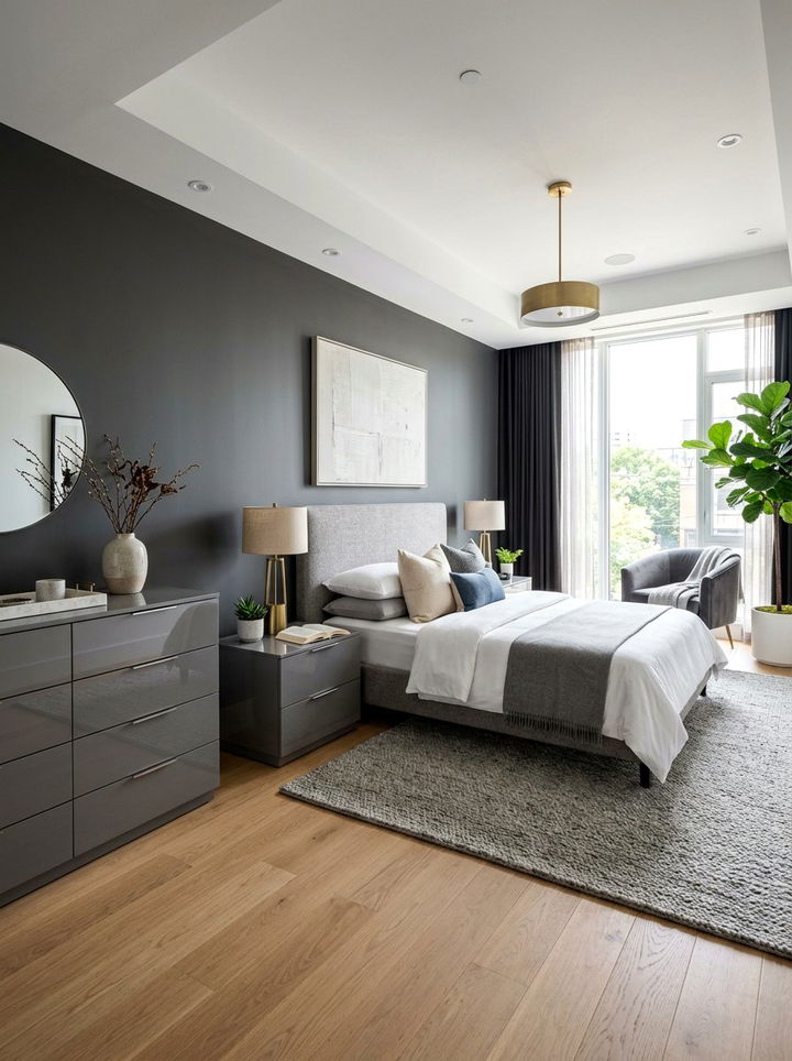 High gloss grey furniture - 30 contemporary grey bedroom ideas