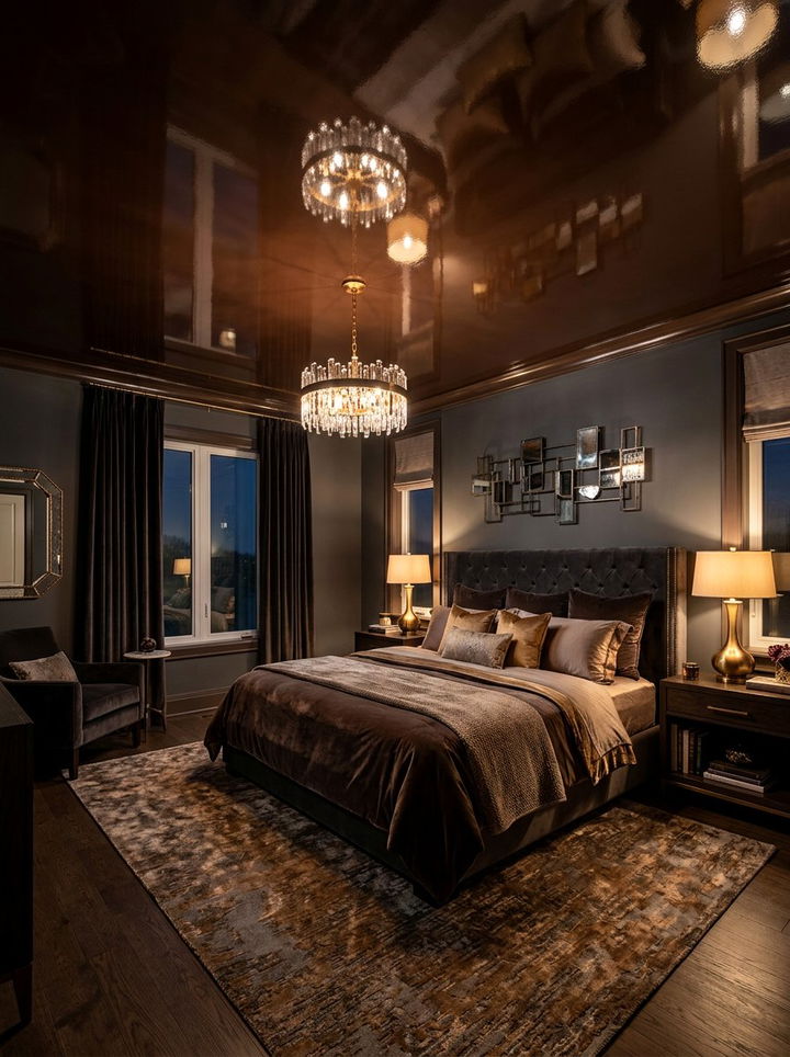 High gloss lacquered ceiling - 30 bespoke bedroom ideas