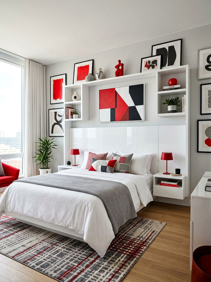 High gloss modern headboard - 30 bedroom bookcase headboards