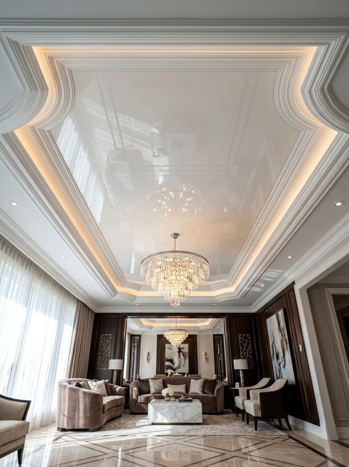 High gloss tray ceiling - 30 bedroom tray ceiling ideas