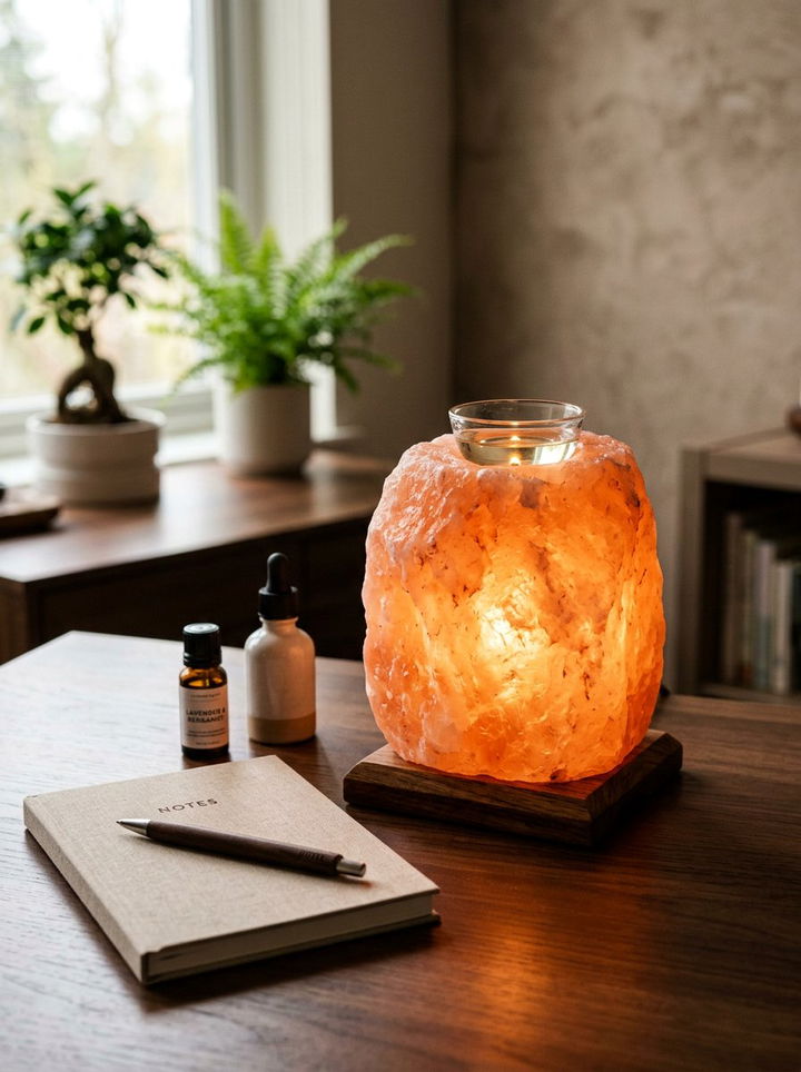 Himalayan Salt Lamp Oil Burner - 30 bedroom aromatherapy ideas