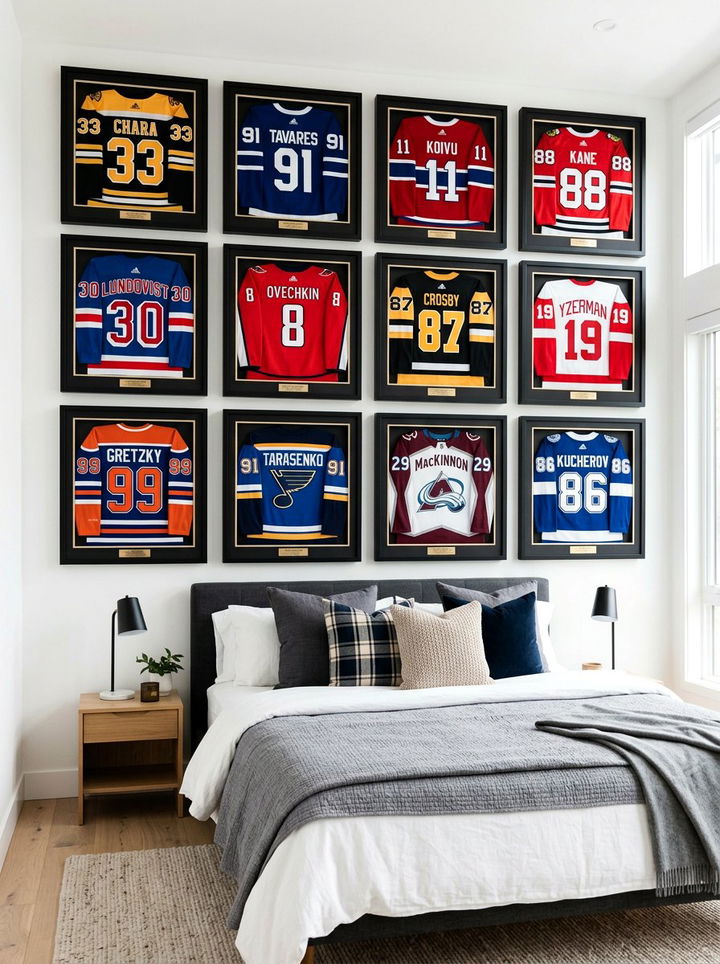 Hockey Jersey Display - 30 hockey bedroom ideas