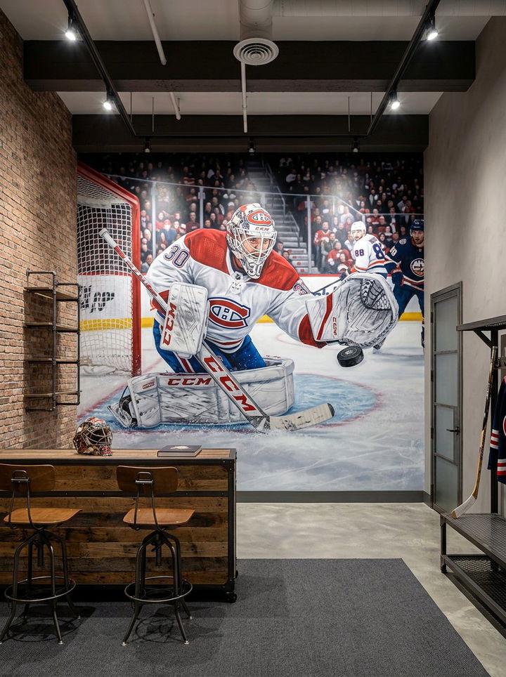 Hockey Mural Wallpaper - 30 hockey bedroom ideas