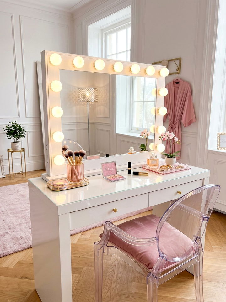 Hollywood Lighted Mirror - 30 bedroom vanity mirrors
