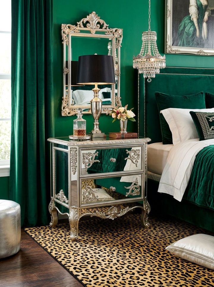 Hollywood Regency Mirrored Nightstand - 30 bedroom mirrored nightstands