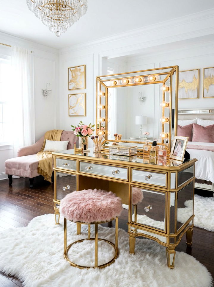 Hollywood Regency Vanity - 30 bedroom vintage vanity ideas