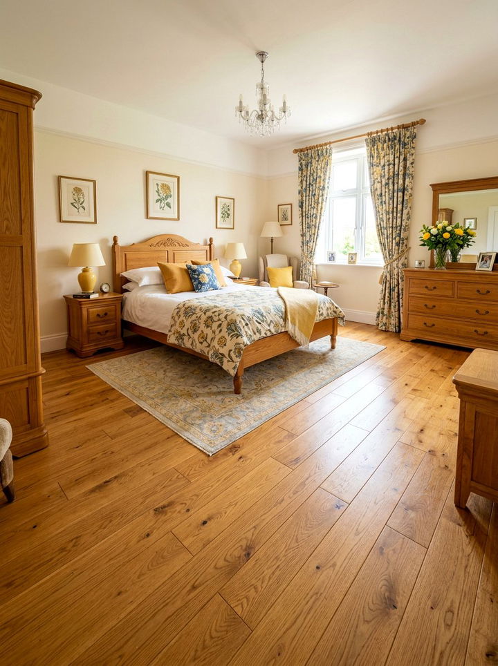Honey Oak Floor - 30 bedroom floor design ideas