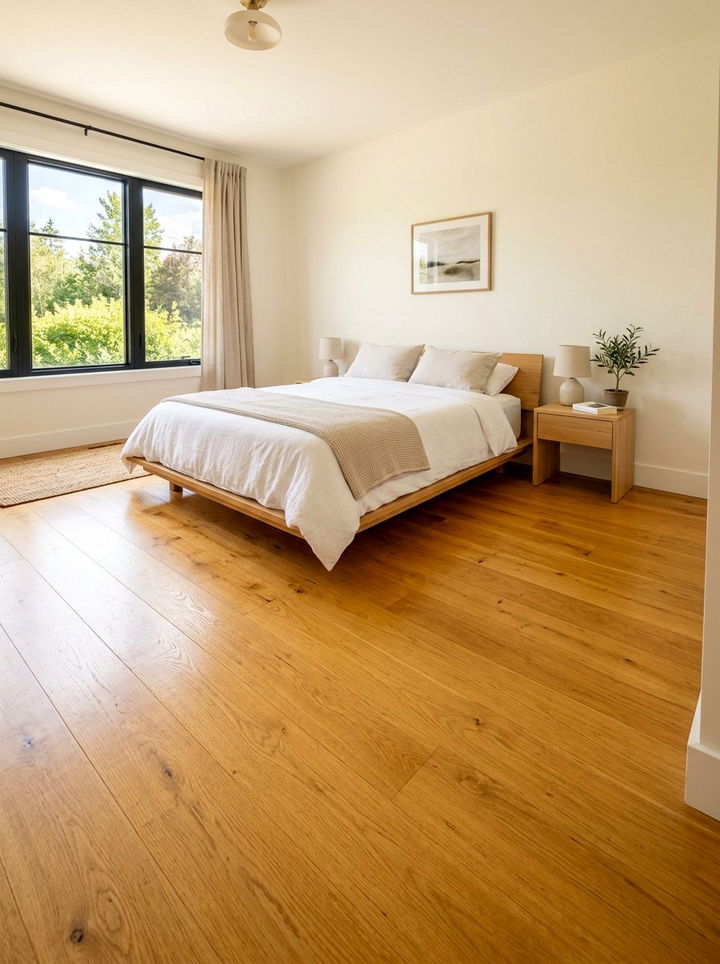 Honey Wood Flooring - 30 warm toned bedroom ideas