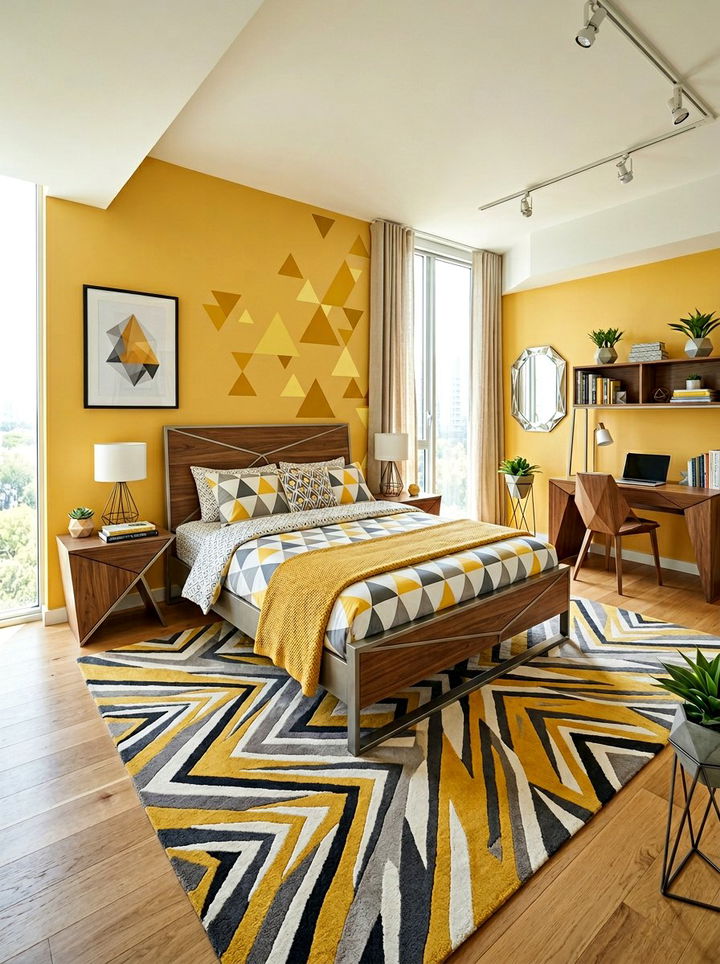 Honey Yellow Geometric Bedroom - 30 honey yellow bedroom ideas