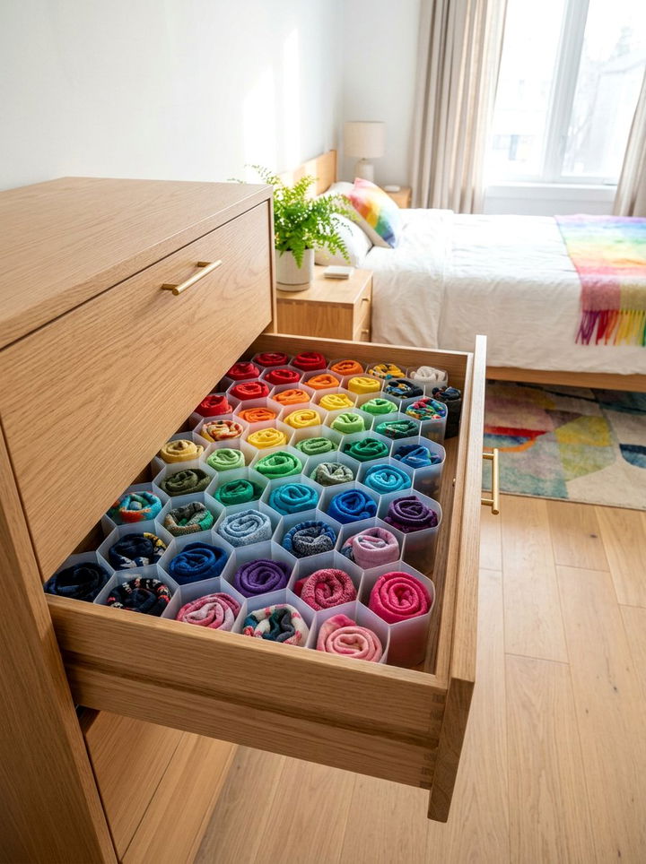 Honeycomb Drawer Organizer - 30 bedroom drawer organization ideas