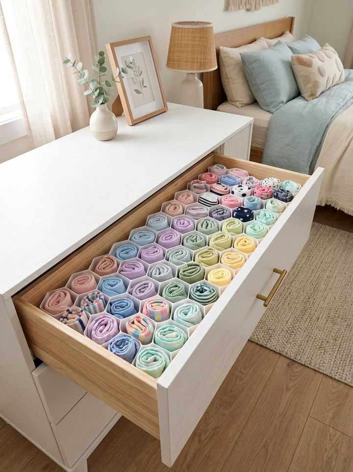 Honeycomb Sock Inserts - 30 bedroom drawer organizers