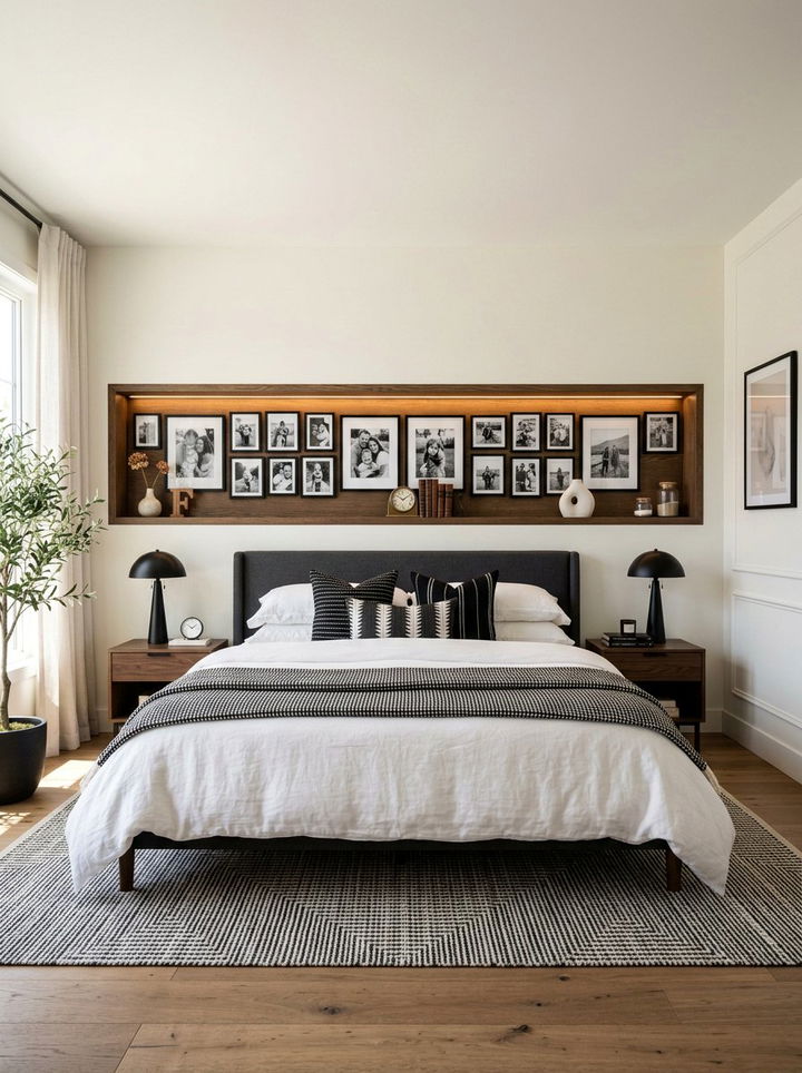 Horizontal Headboard Wall Niche - 30 bedroom wall niches