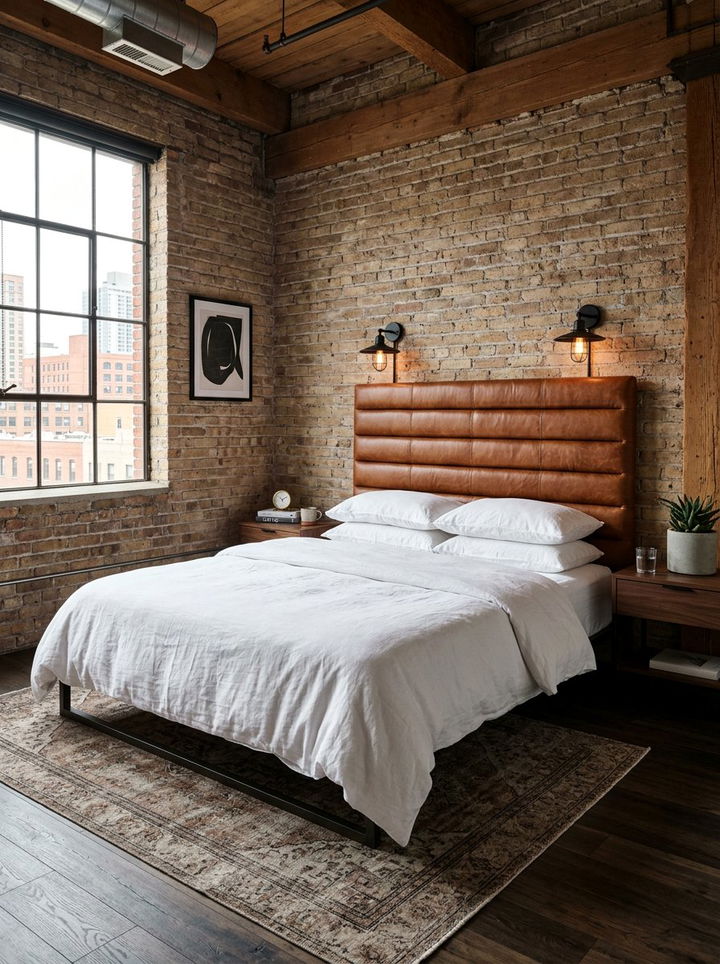 Horizontal Leather Channel Headboard - 30 bedroom channel tufted headboards