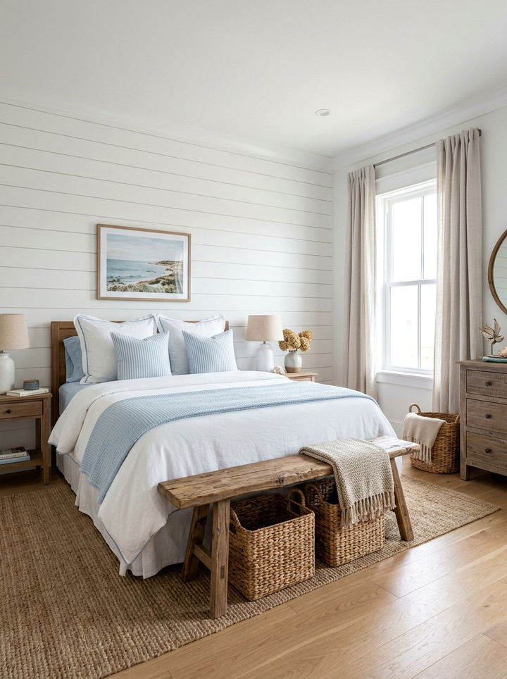 Horizontal Shiplap Wall - 30 bedroom trim ideas