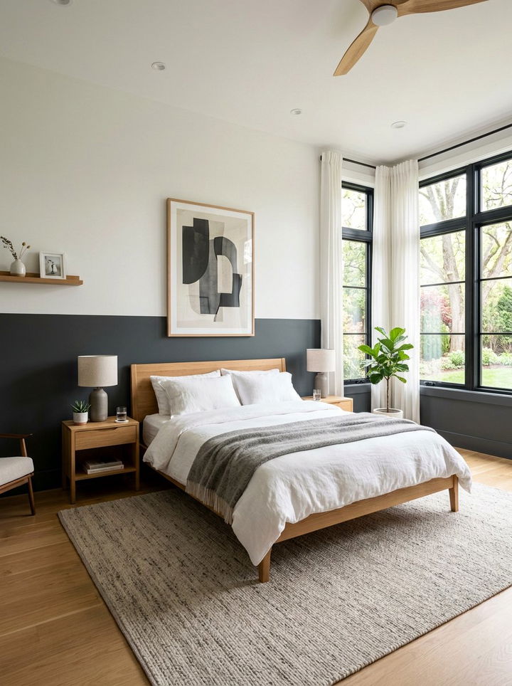 Horizontal Split Wall - 30 bedroom two tone walls