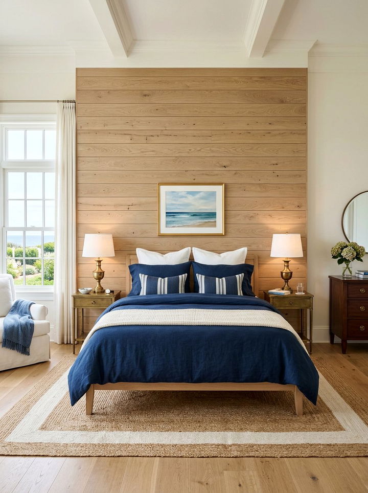Horizontal Wood Planking - 30 bedroom accent wall ideas