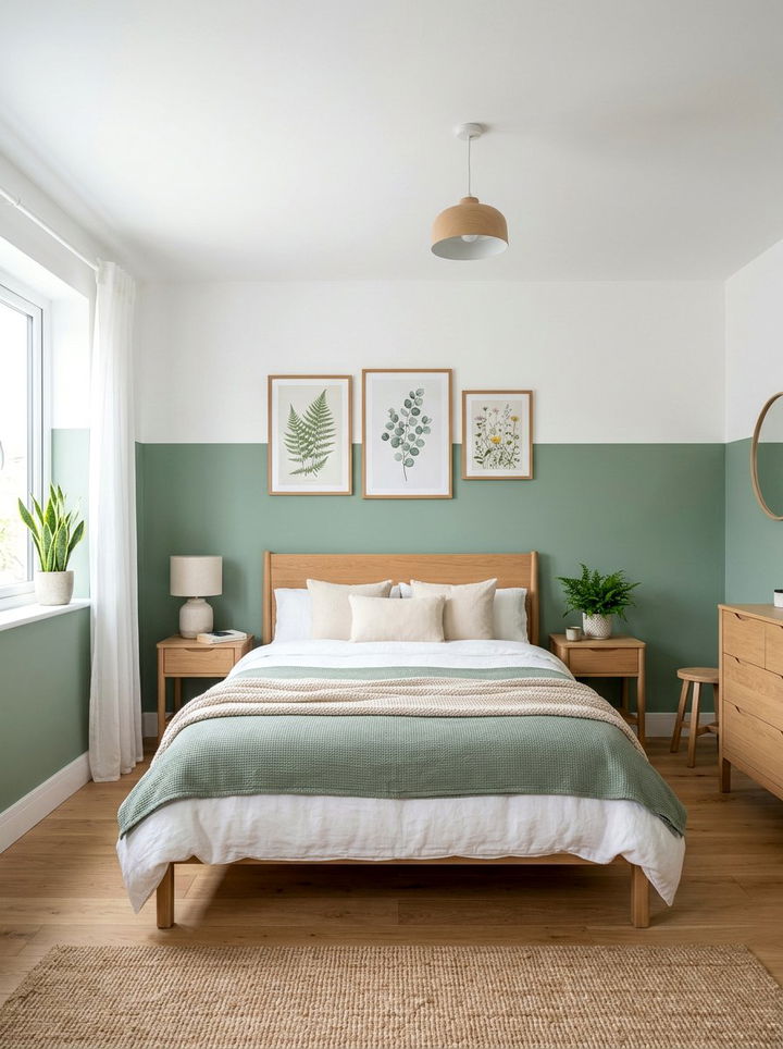 Horizontal split wall color block - 30 bedroom color blocking ideas