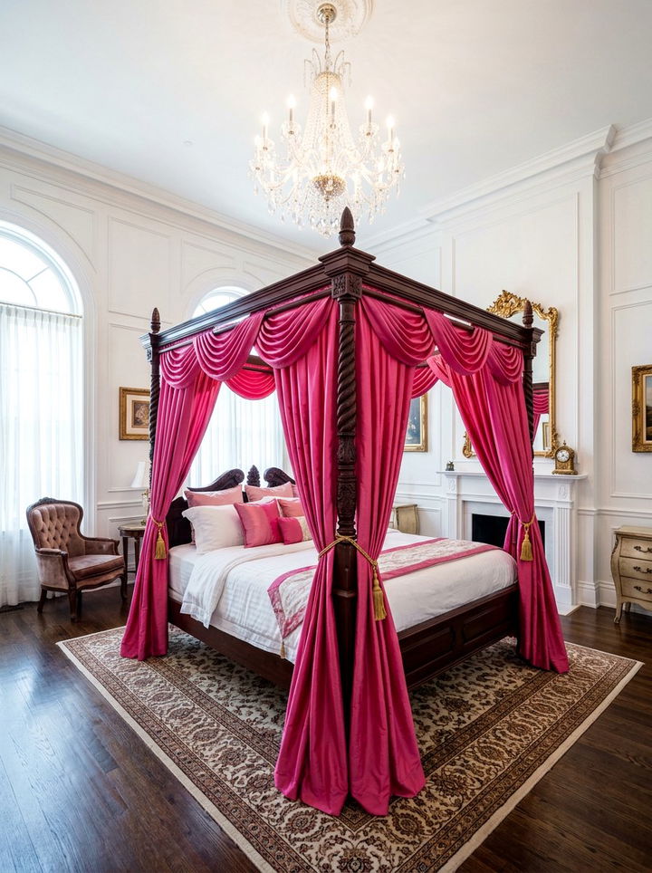 Hot Pink Canopy Bed - 30 hot pink bedroom ideas