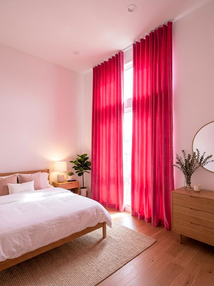 Hot Pink Curtains - 30 hot pink bedroom ideas