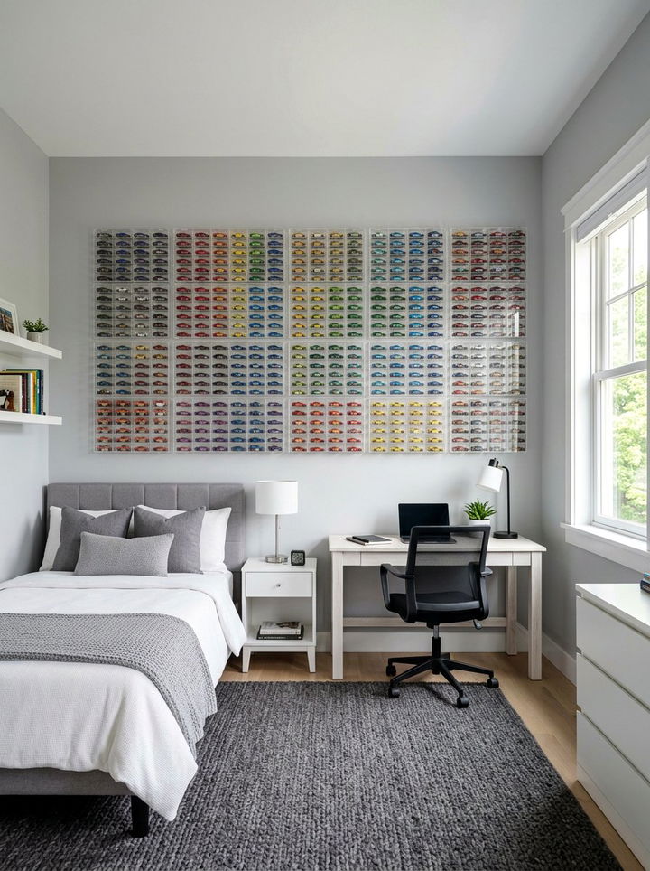Hot Wheels Wall Display - 30 race car bedroom ideas