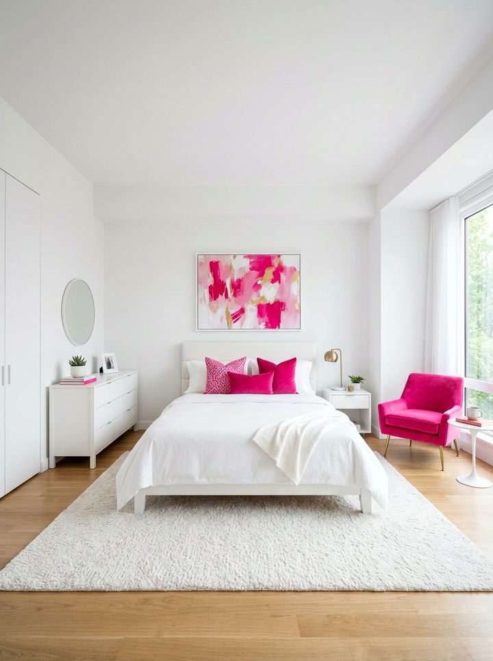 Hot pink white accent bedroom - 30 pinkish white bedroom ideas
