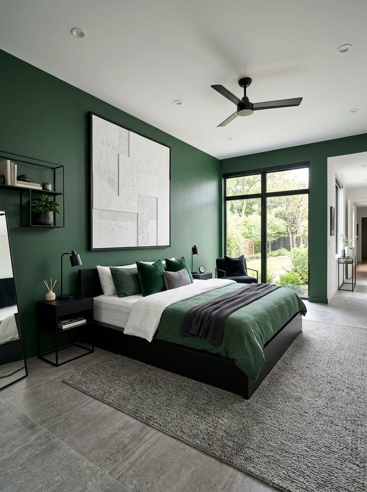 Hunter Green Modern Bedroom - 30 green bedroom ideas