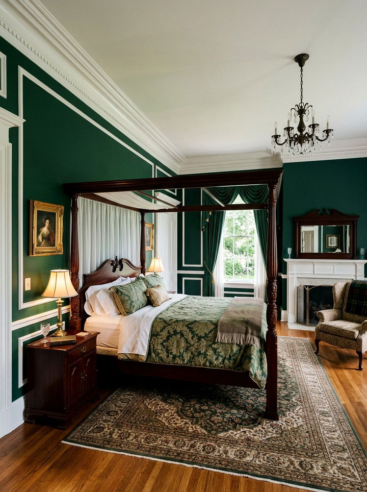Hunter Green Traditional Bedroom - 30 bedroom green walls