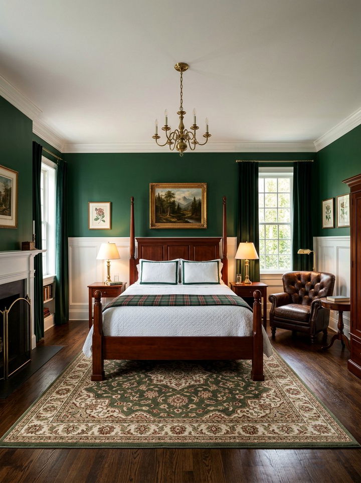 Hunter Green Traditional Space - 30 rich color bedroom ideas