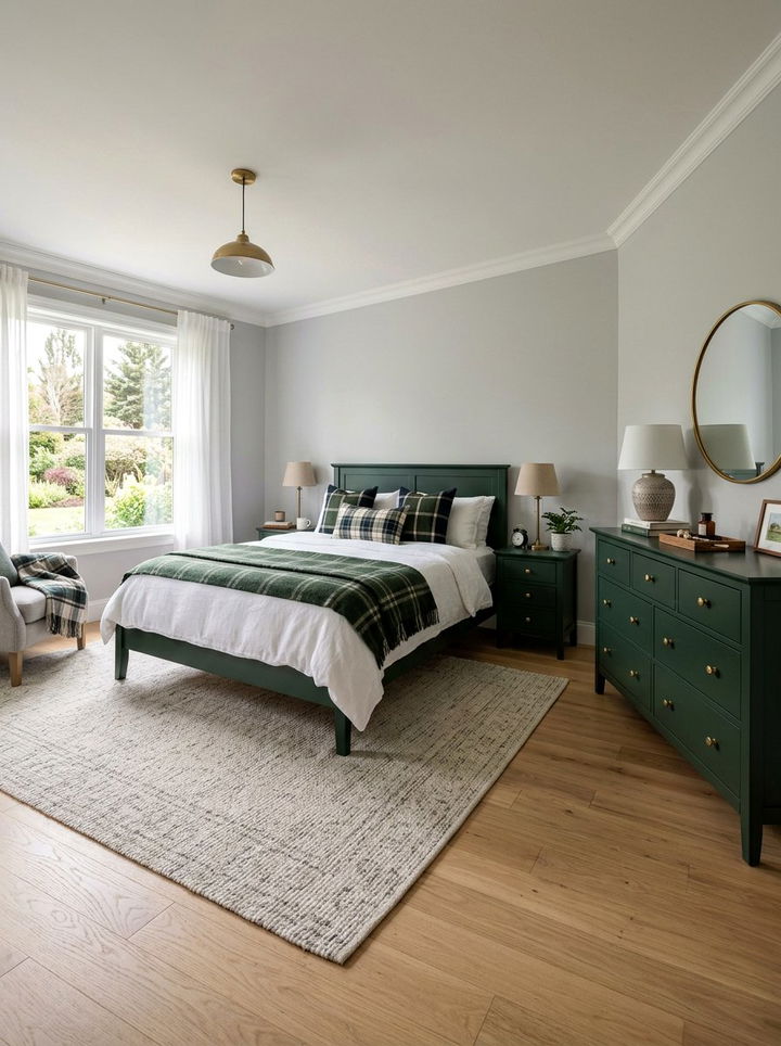 Hunter green bedroom furniture - 30 farmhouse green bedroom ideas