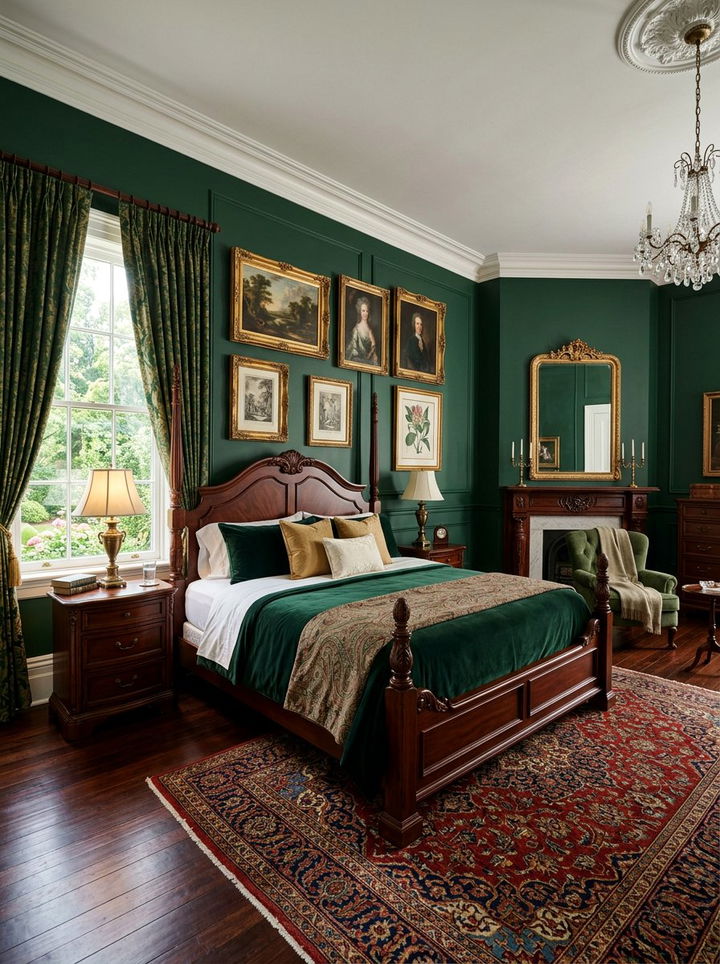 Hunter green walls - 30 forest inspired bedroom color ideas