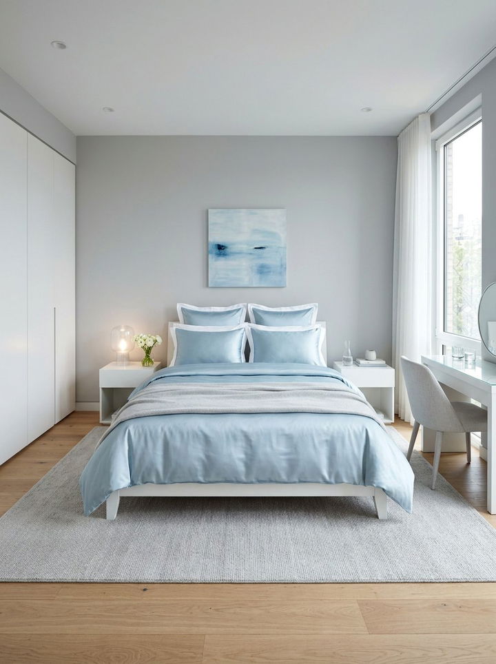 Ice Blue Satin Bedding - 30 bedroom blue bedding ideas