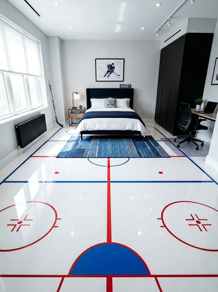 Ice Rink Flooring - 30 hockey bedroom ideas
