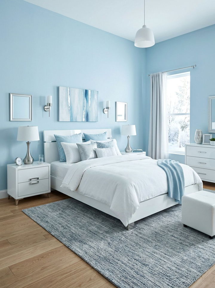 Icy blue cool bedroom - 30 pale color bedroom ideas