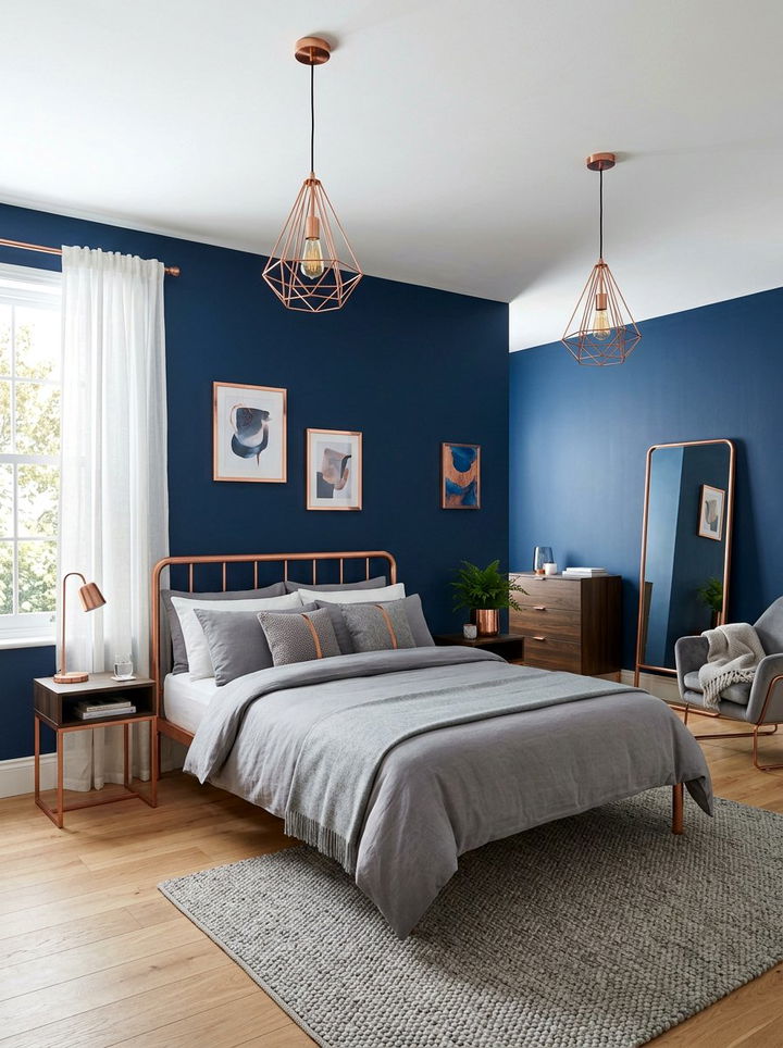 Indigo And Copper Bedroom - 30 orange and blue bedroom color combo