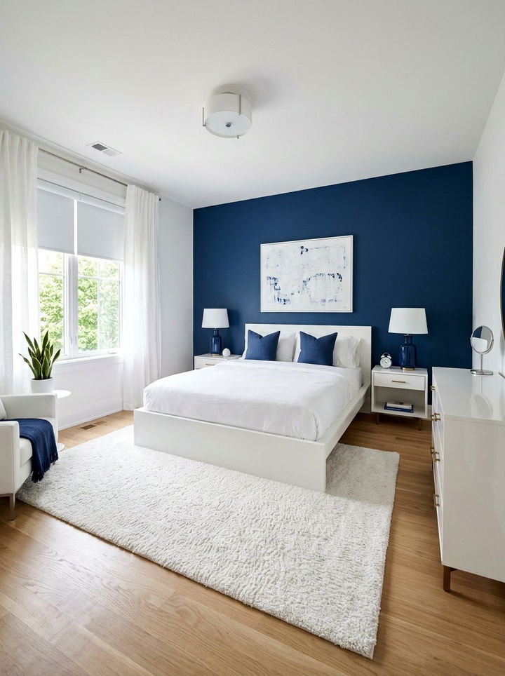 Indigo And White Contrast - 30 indigo bedroom ideas