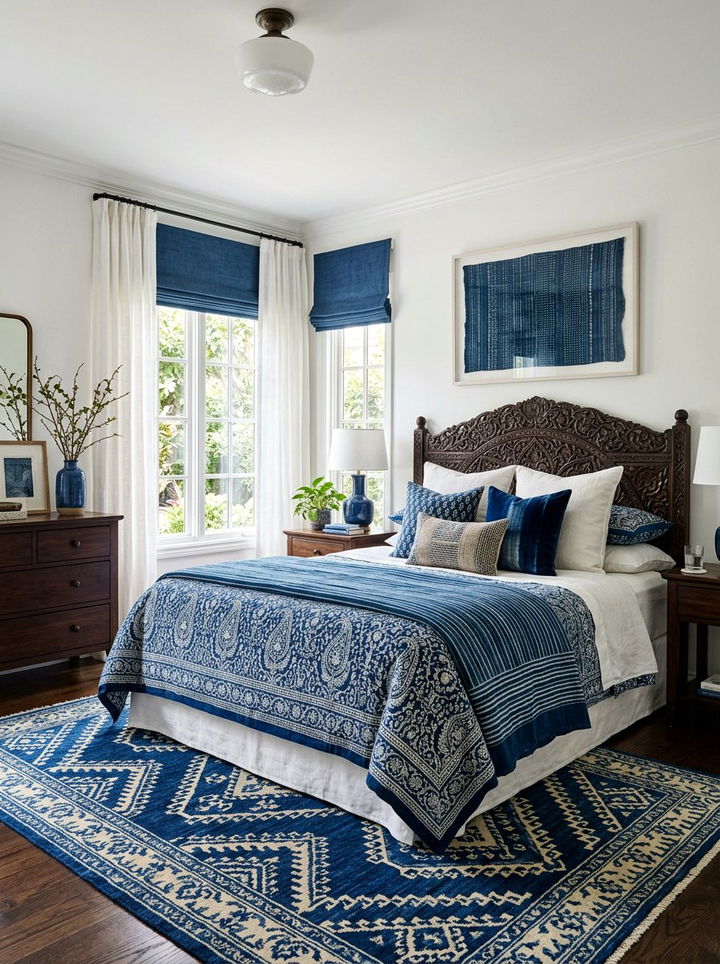 Indigo Blue Bedroom - 30 blue and white bedroom ideas