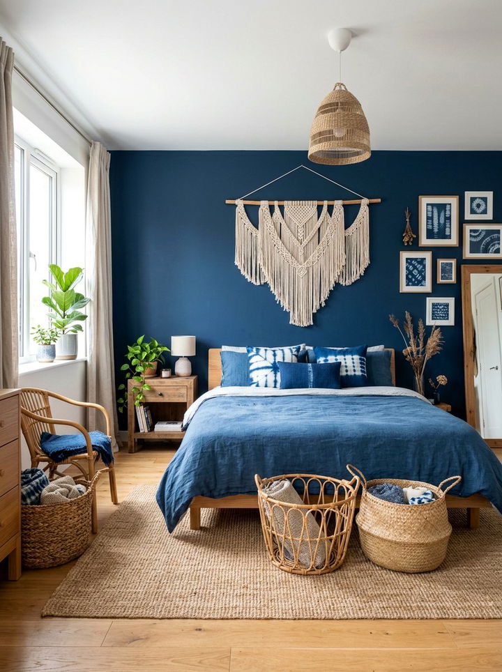 Indigo Blue Boho Bedroom - 30 blue bedroom ideas