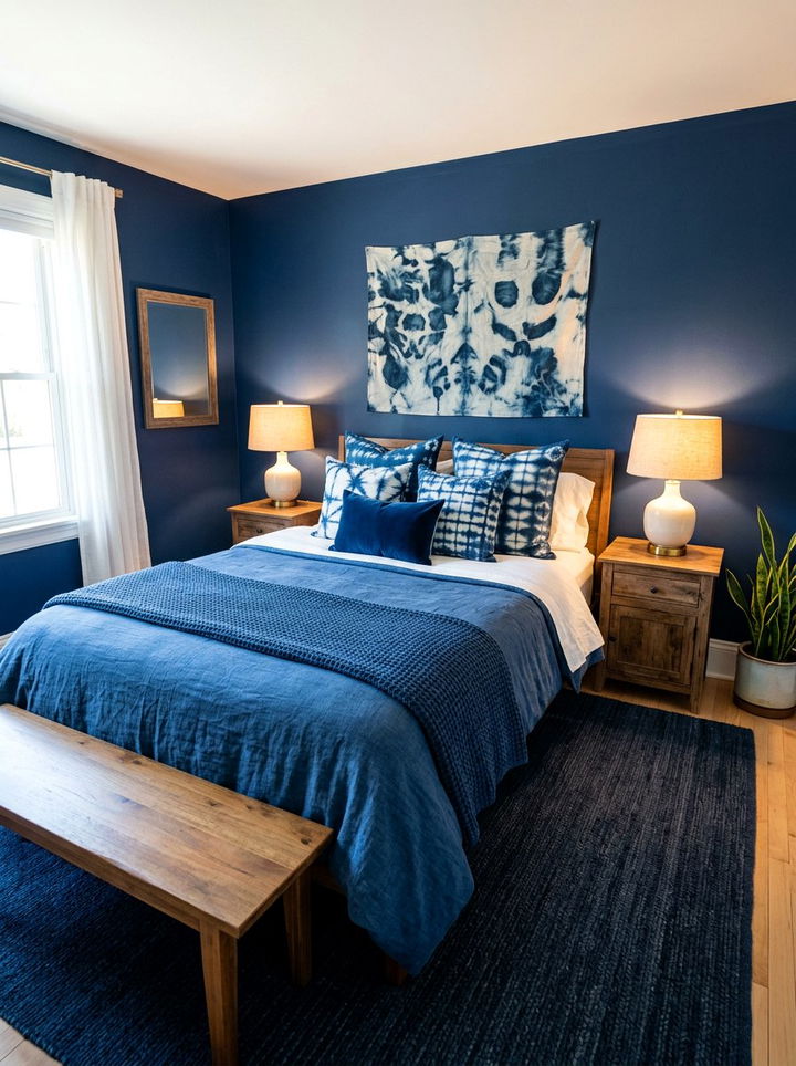 Indigo Blue Sleeping Space - 30 ocean inspired bedroom color ideas