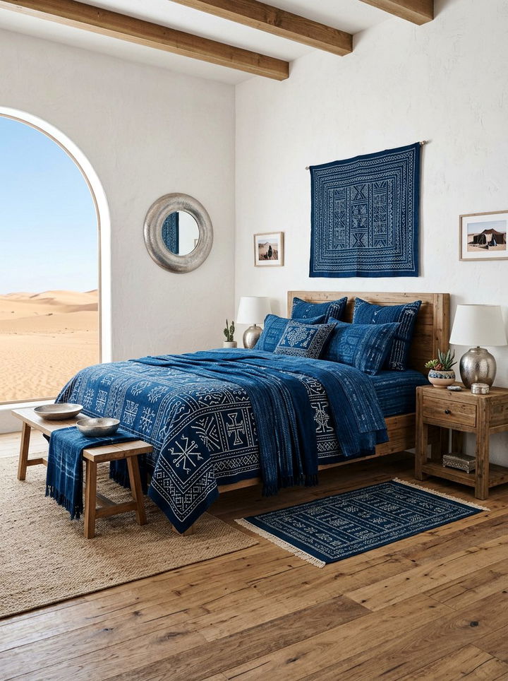 Indigo Dyed Fabric Decor - 30 African bedroom ideas