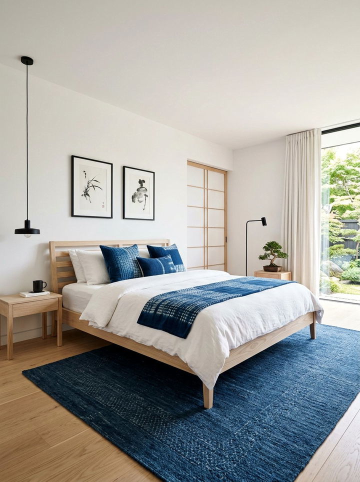 Indigo Japandi Bedroom - 30 japandi bedroom color ideas