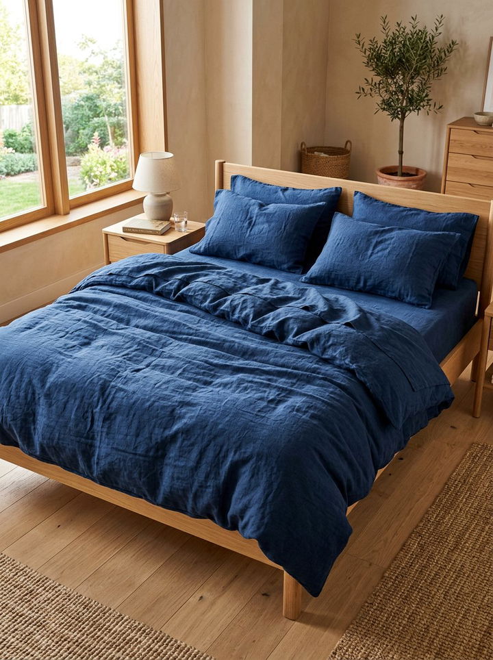 Indigo Linen Sheets - 30 indigo bedroom ideas