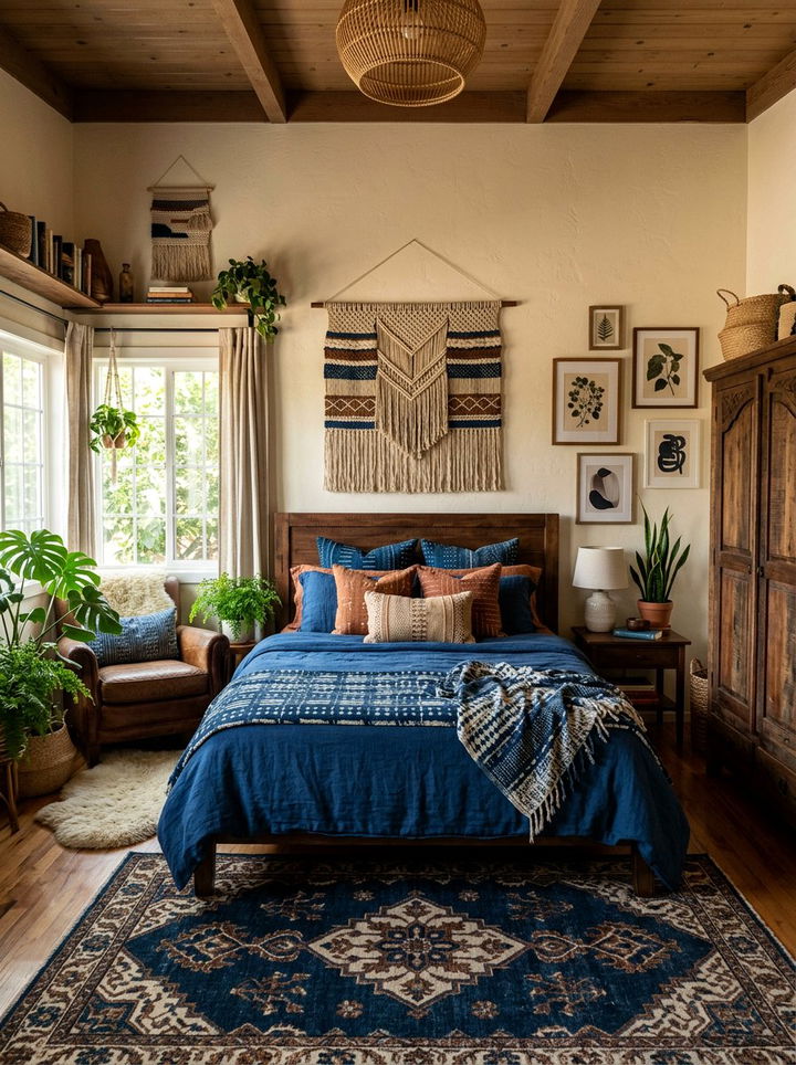 Indigo and burnt brown bedroom - 30 blue and brown bedroom color combo