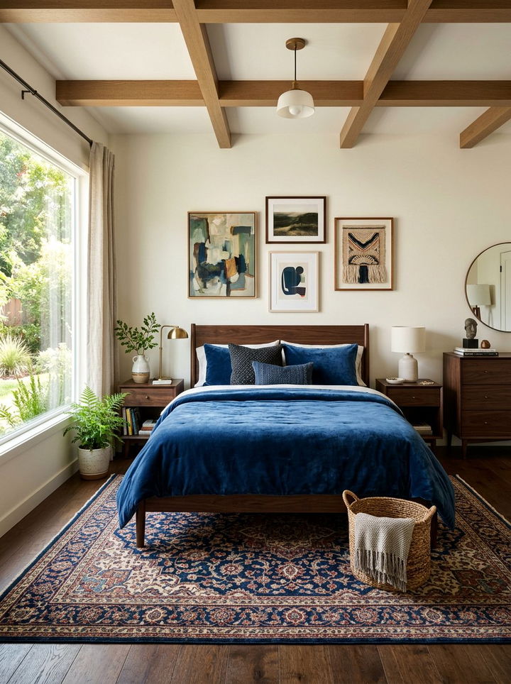 Indigo velvet bedding - 30 bedroom velvet bedding ideas